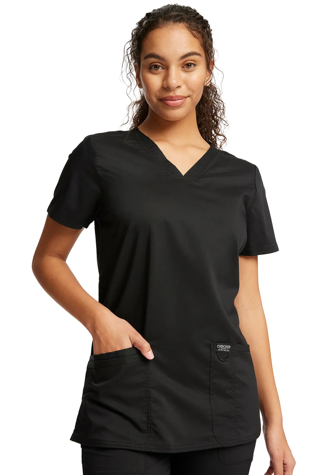 CHEROKEE REVOLUTION WOMEN'S 3 POCKET V-NECK TOP