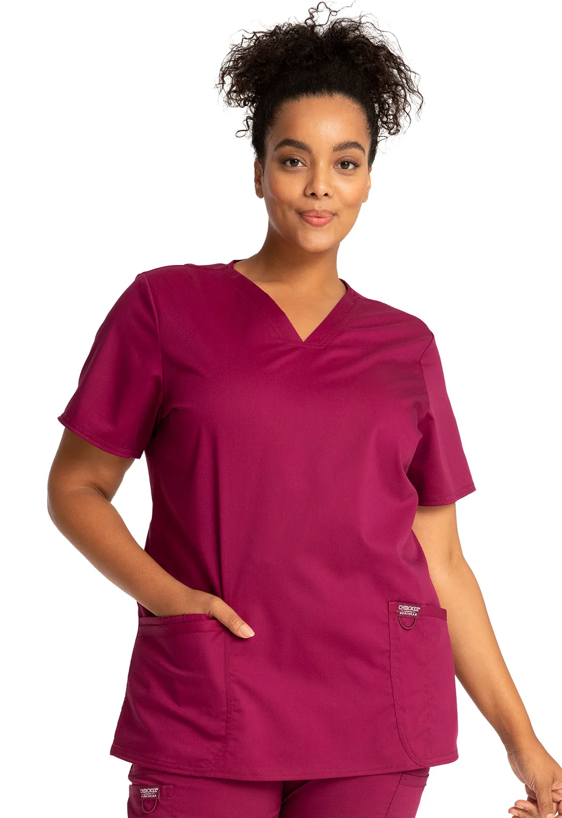 CHEROKEE REVOLUTION WOMEN'S 3 POCKET V-NECK TOP