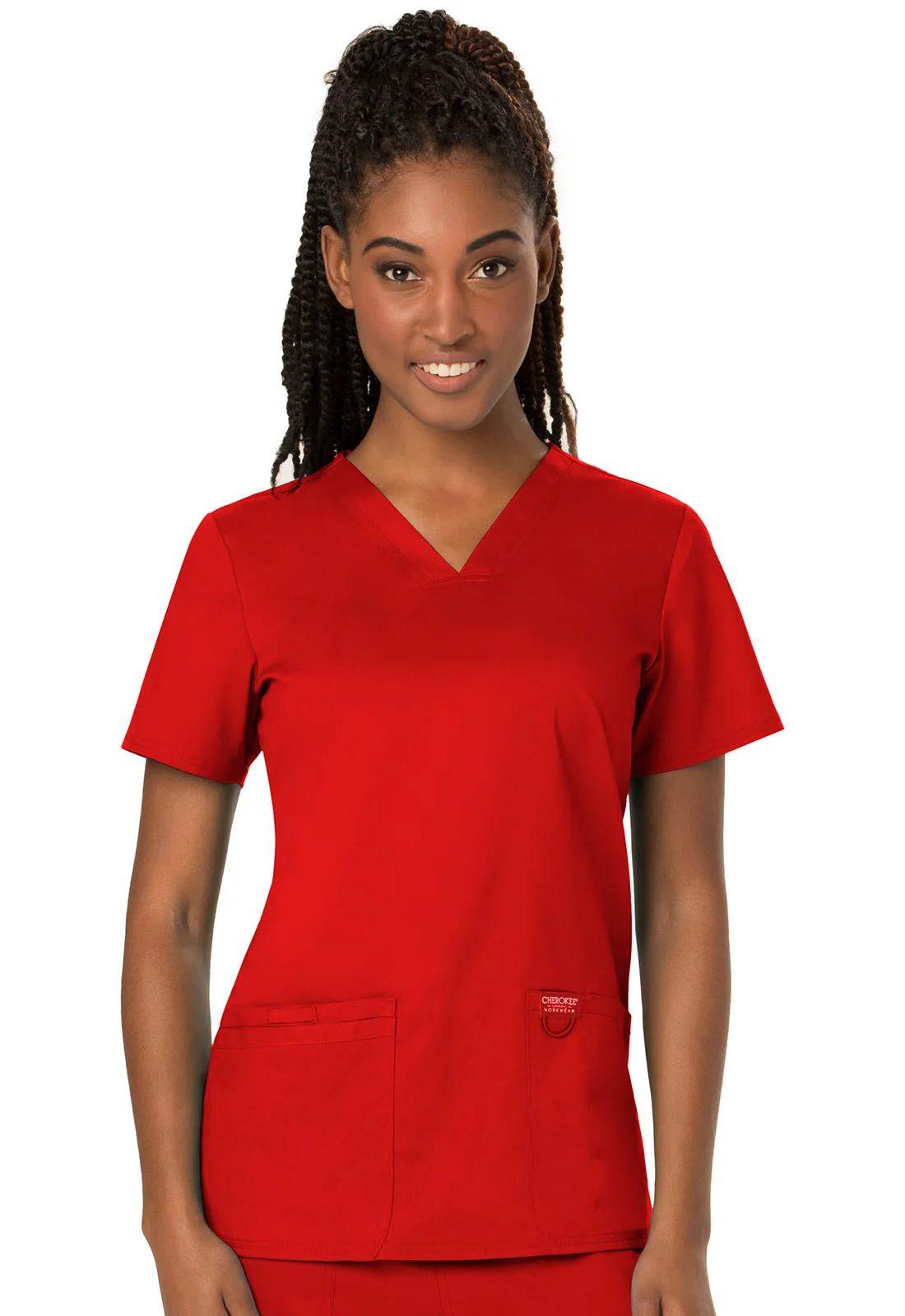 CHEROKEE REVOLUTION WOMEN'S 3 POCKET V-NECK TOP