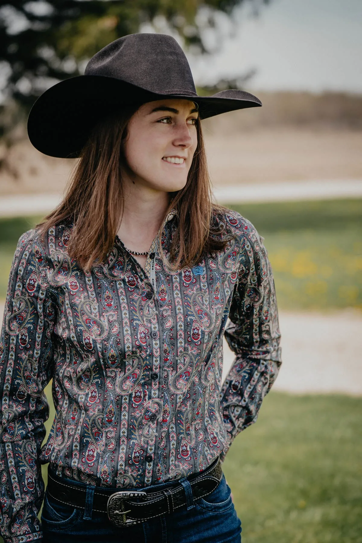 CINCH Women's Grey Paisley Button Down (XS-XXL)