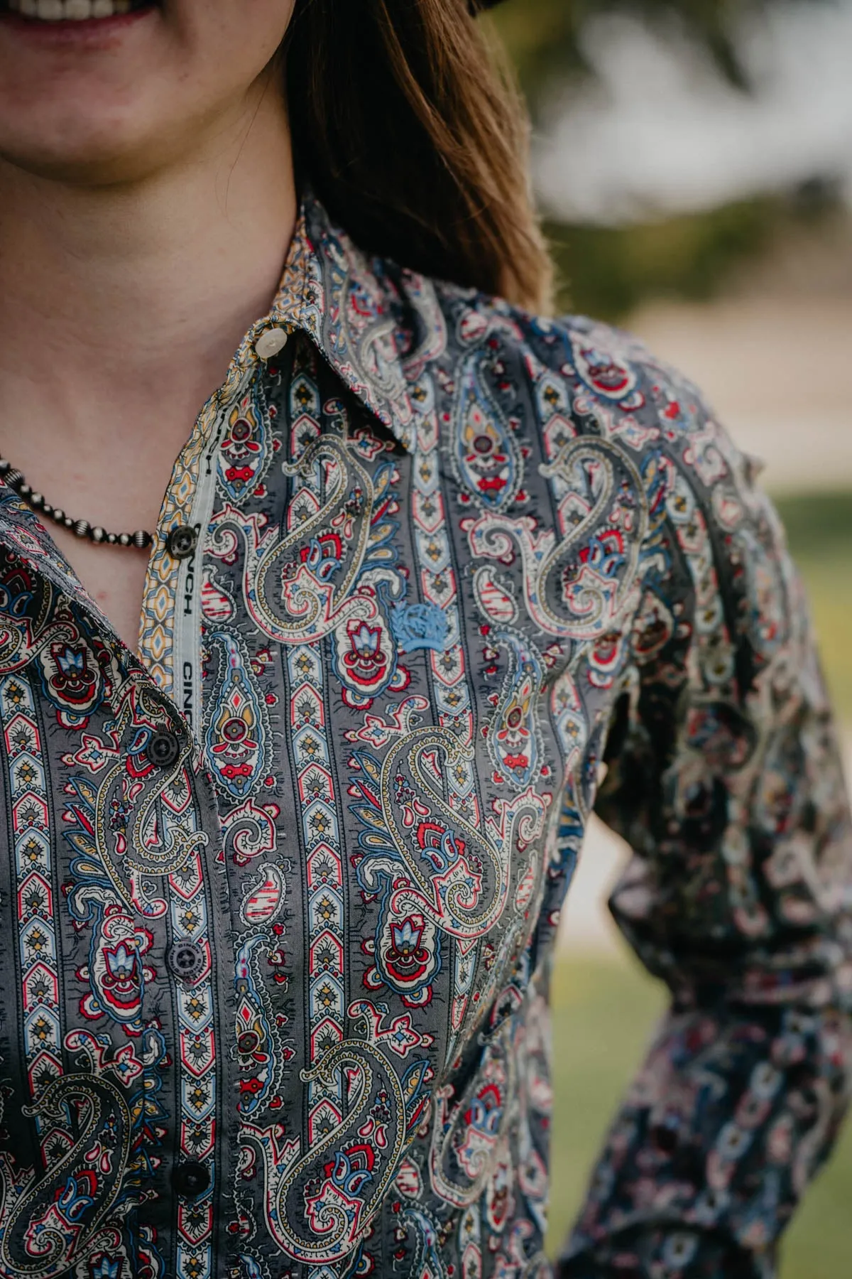 CINCH Women's Grey Paisley Button Down (XS-XXL)