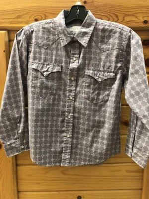 CL03-030-0064-4011-M-Grey Boys Roper L/S Tribal Diamond Snaps