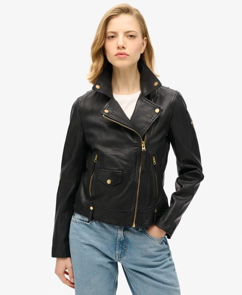 Classic Leather Biker Jacket | Black