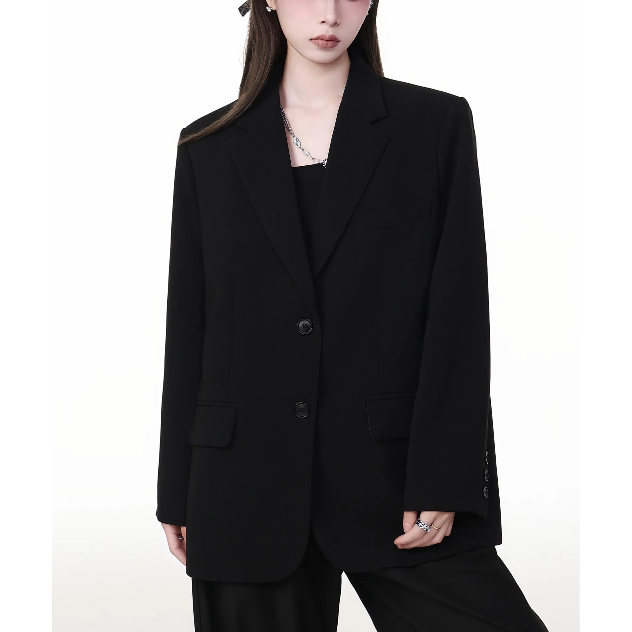 Classic One-Button Tailored Blazer