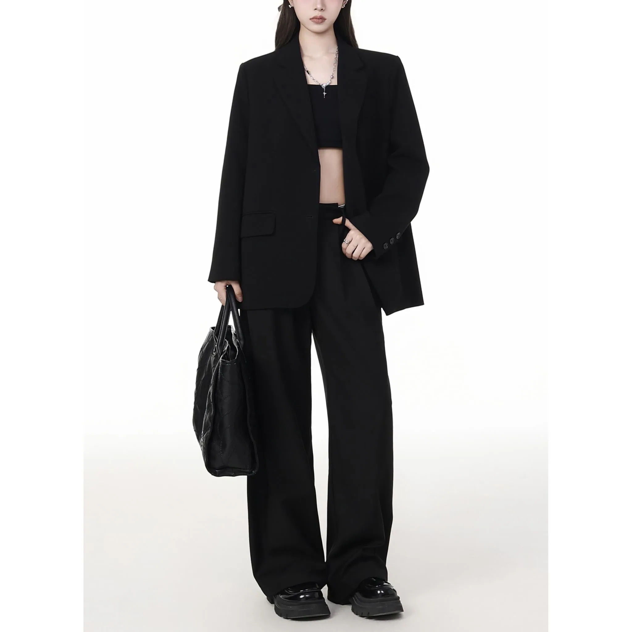 Classic One-Button Tailored Blazer