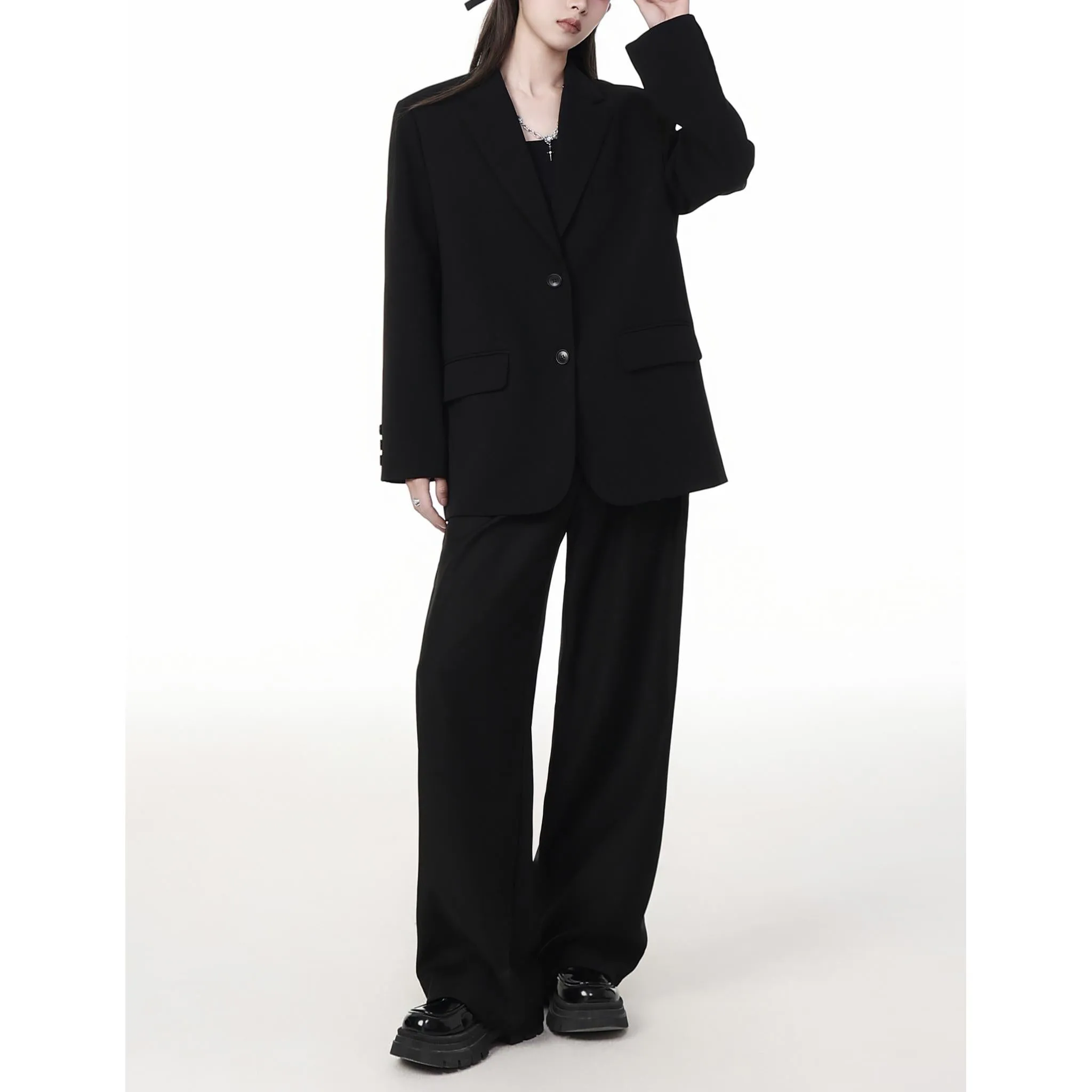 Classic One-Button Tailored Blazer