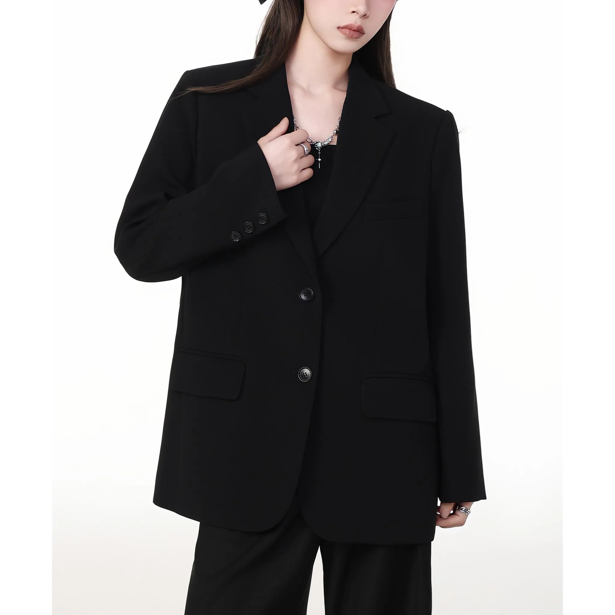 Classic One-Button Tailored Blazer