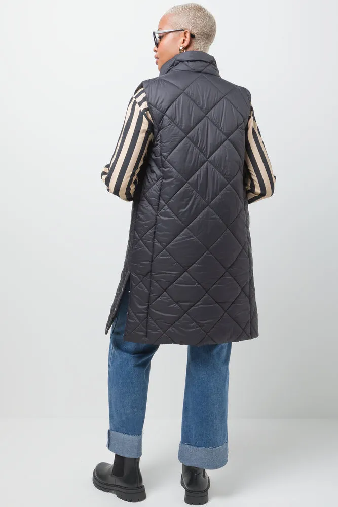 Collared Sleeveless Jacket Black