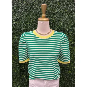 Collins Green Striped Top