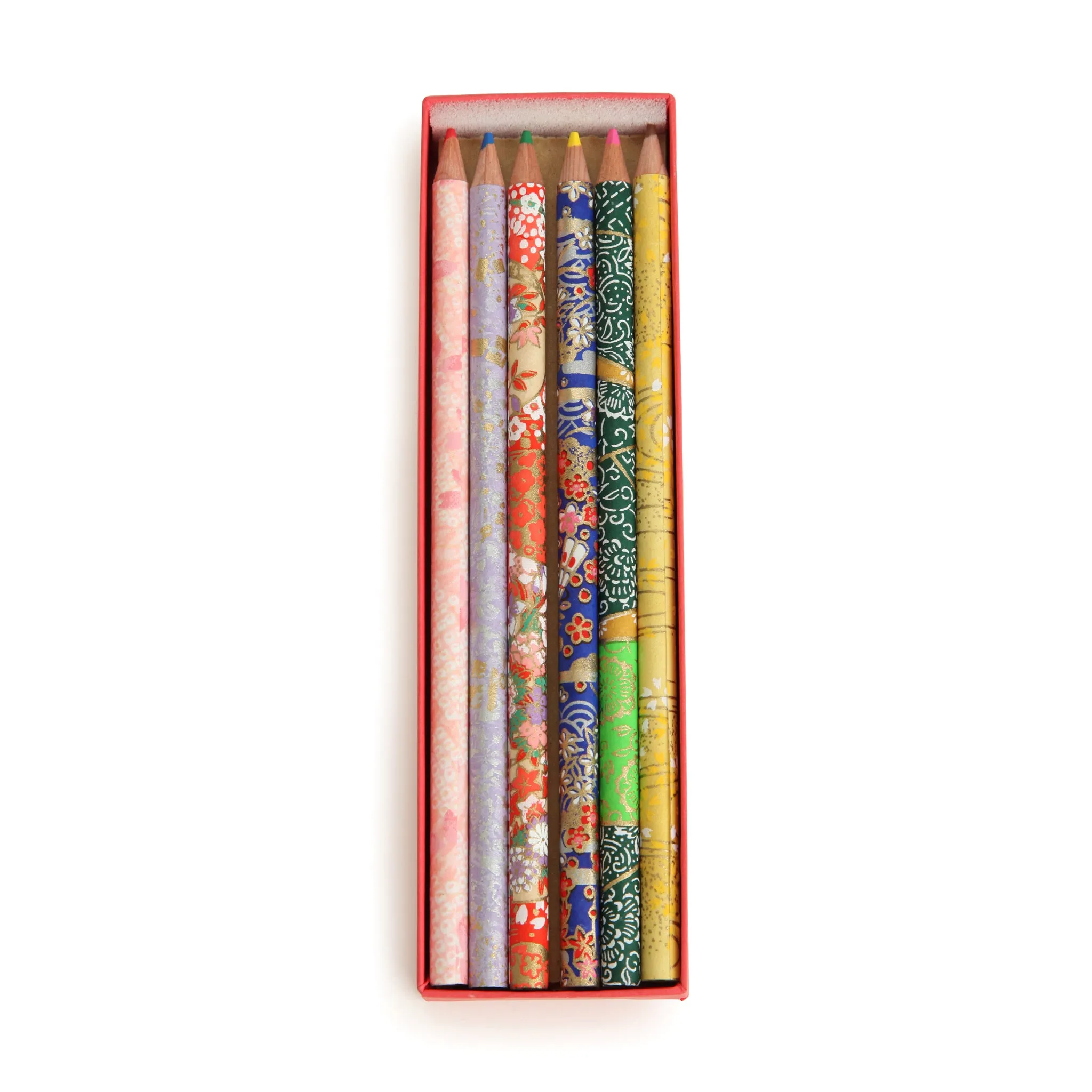 Colored Pencil Box With Japanese Flower Blossoms