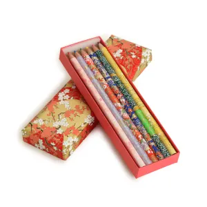 Colored Pencil Box With Japanese Flower Blossoms