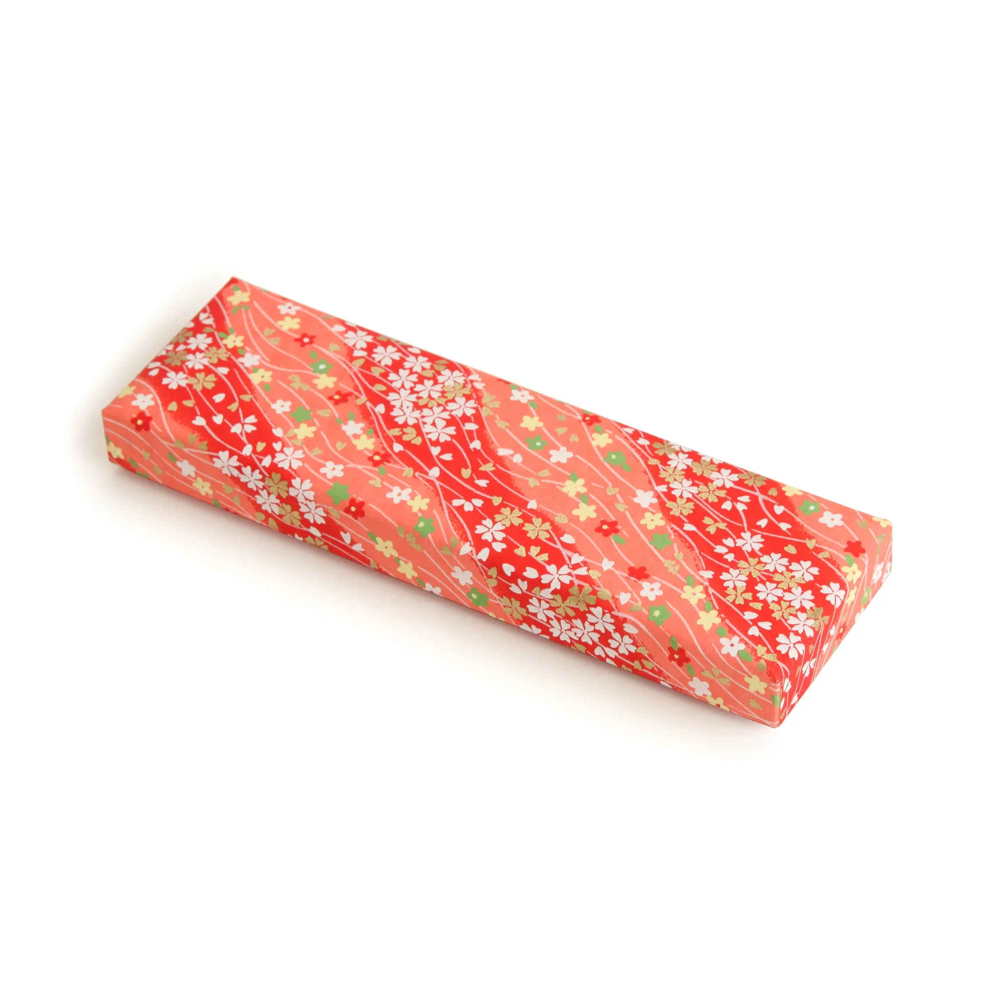 Colored Pencil Box with Japanese Flower Design
