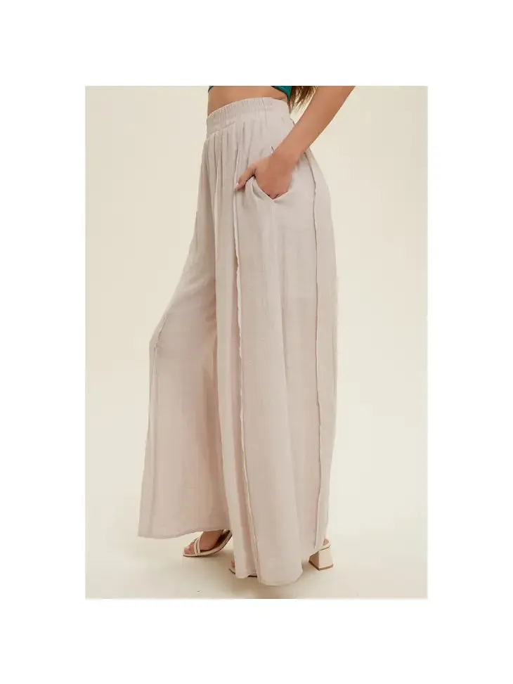 Comfy Wide Leg Pants - Champagne