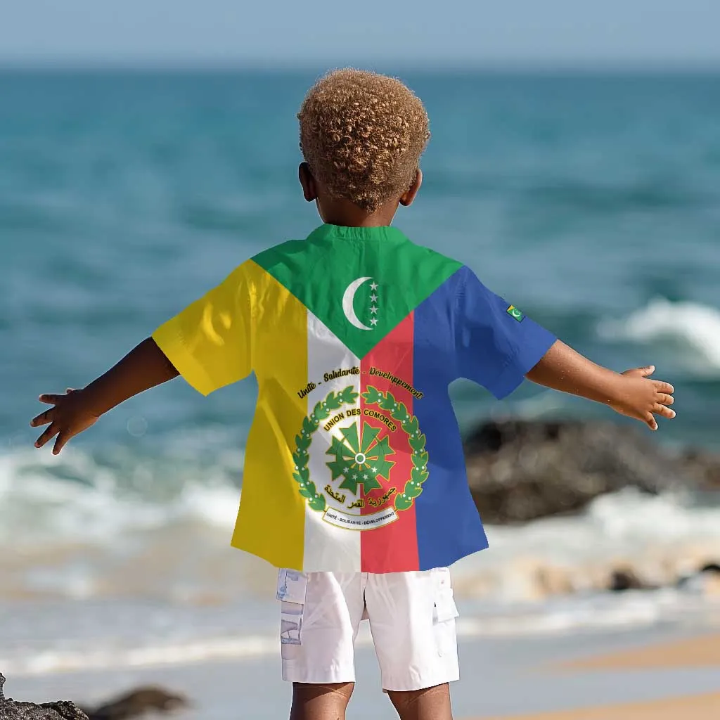 Comoros Coat Of Arms Flag Style Kid Hawaiian Shirt LT15