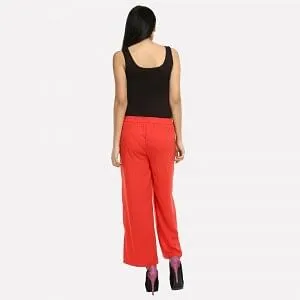 Coral Red Pleated Palazzo