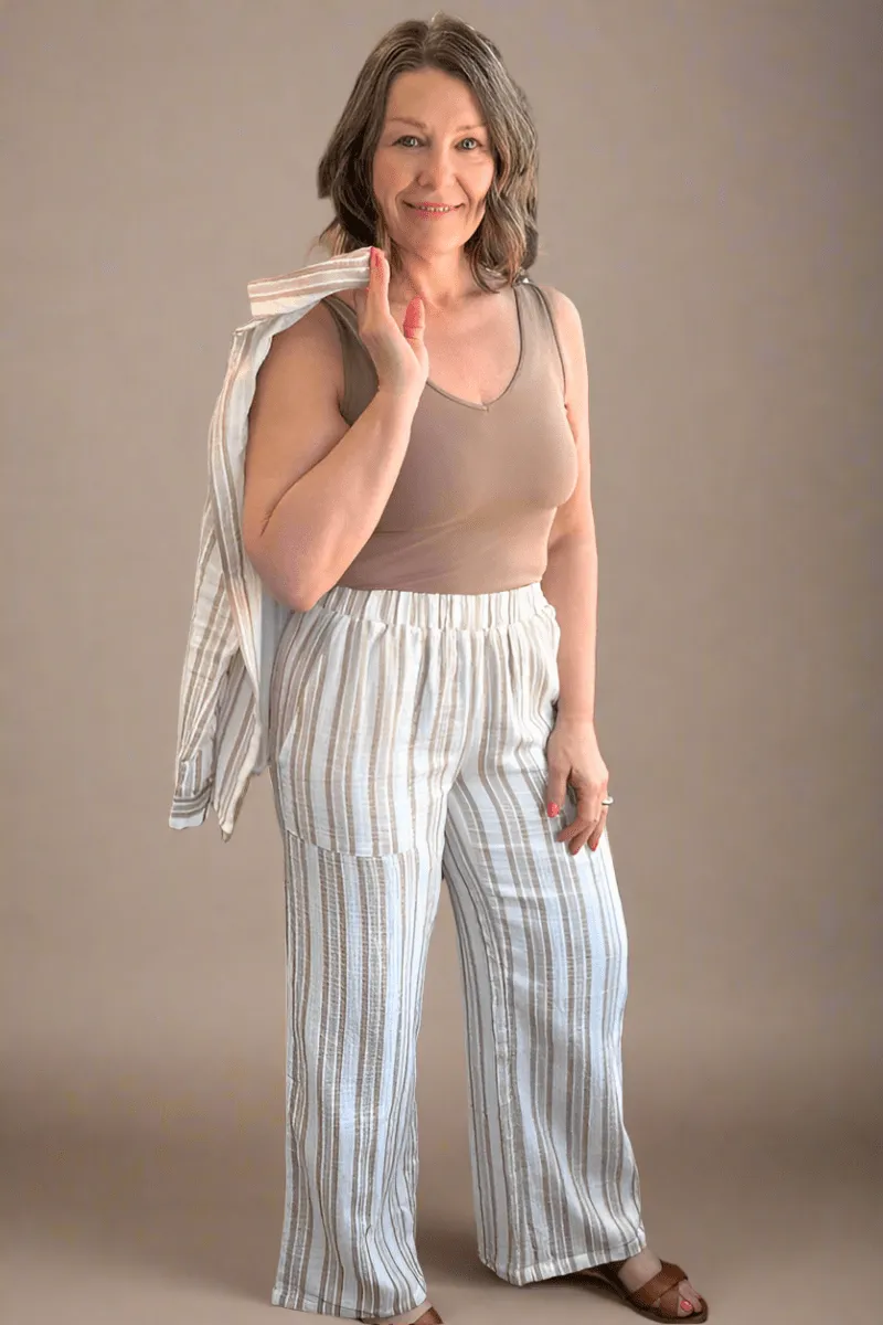 Cotton Gauze Wide Leg Pants