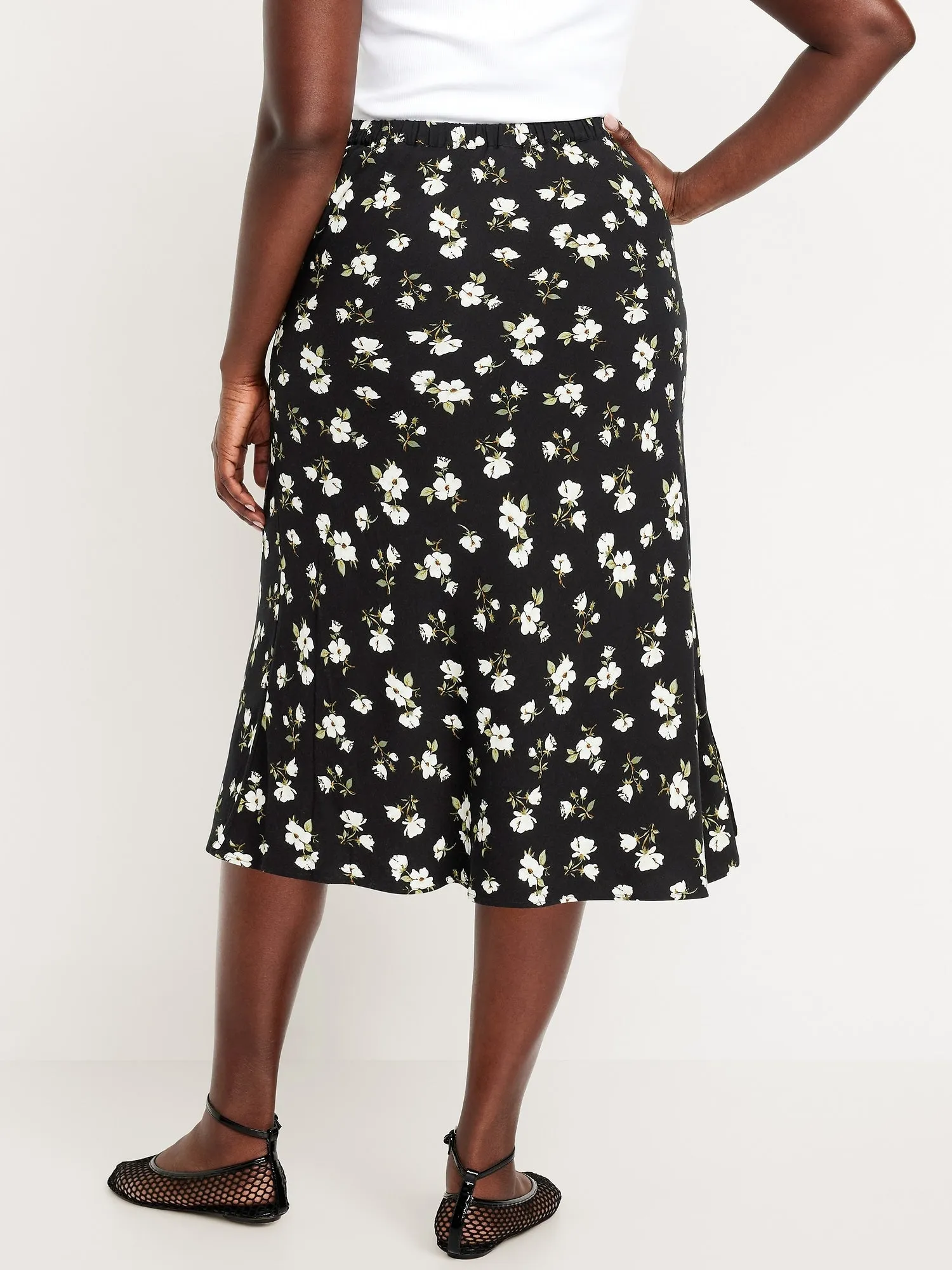 Crepe A-Line Midi Skirt