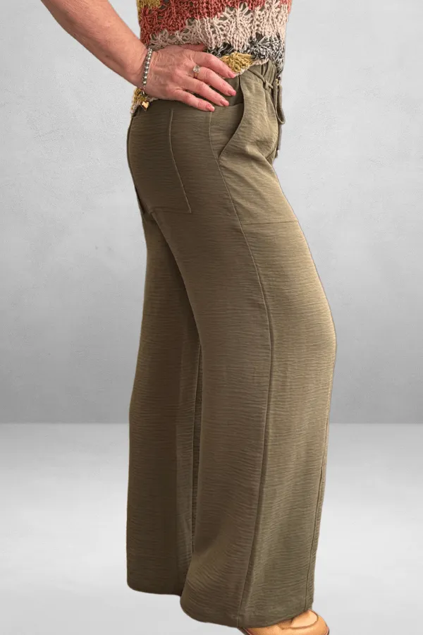 Crinkle High Rise Belted Pants