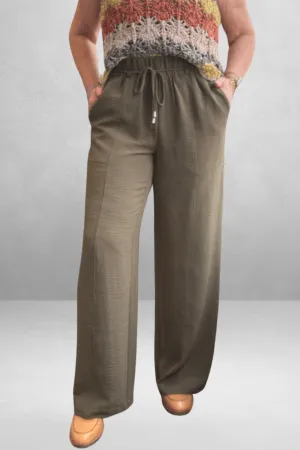Crinkle High Rise Belted Pants