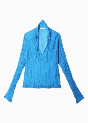 Crinkle Polo Blouse