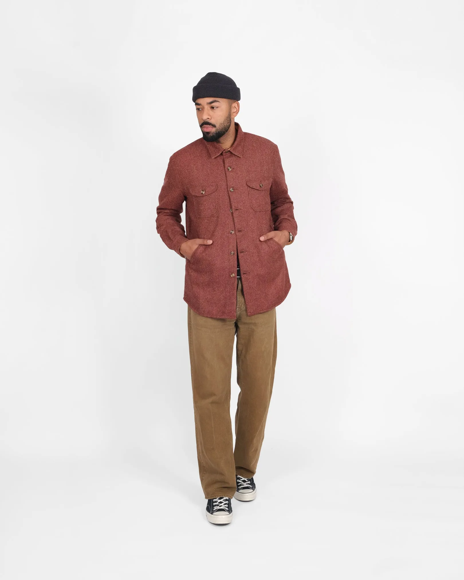 Crissman Overshirt - Brick Herringbone