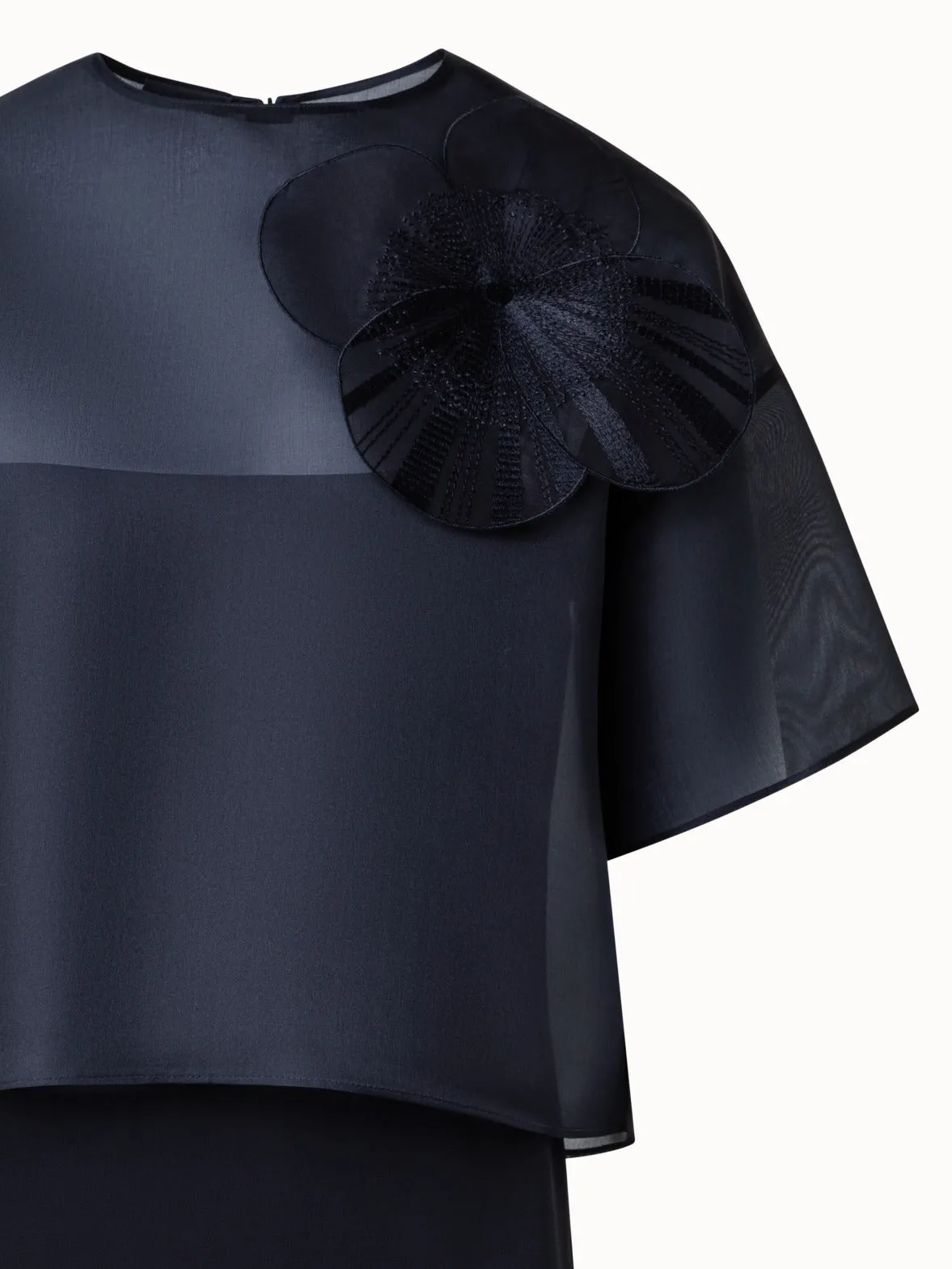 Cropped Blouse in Organza with Poppy