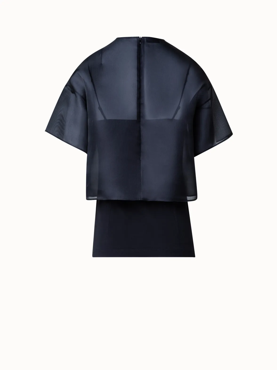 Cropped Blouse in Organza with Poppy