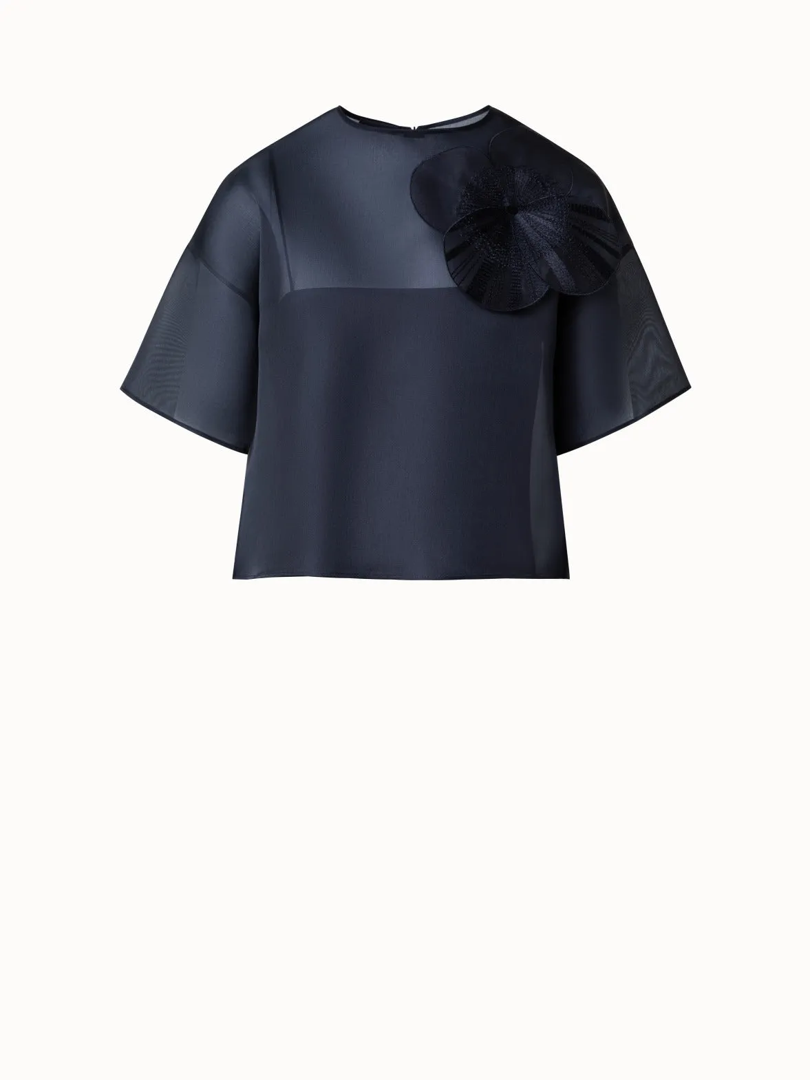Cropped Blouse in Organza with Poppy