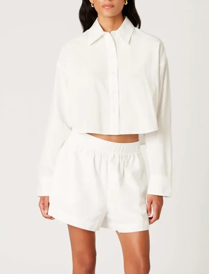 Cropped Collared Button Up Top