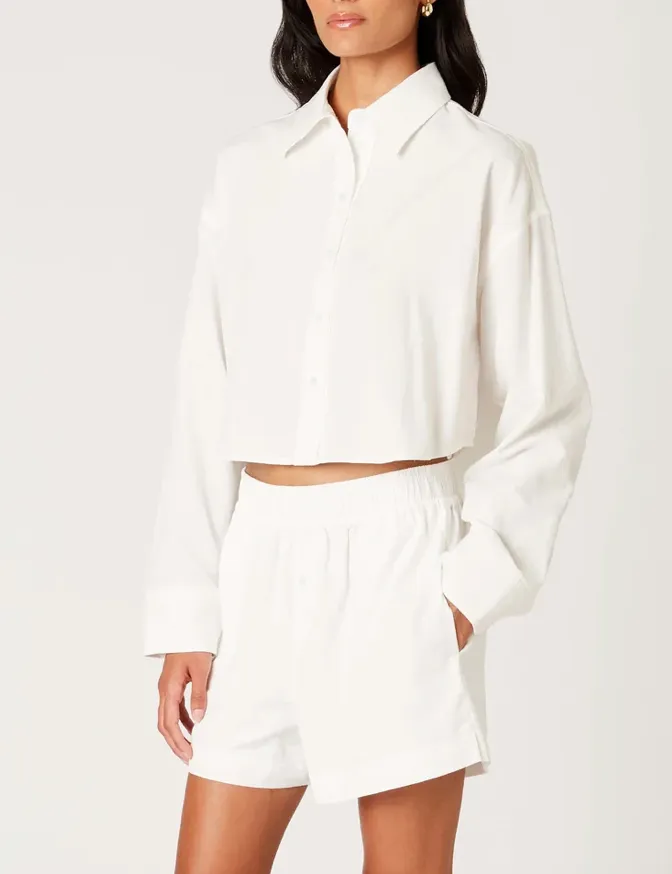 Cropped Collared Button Up Top