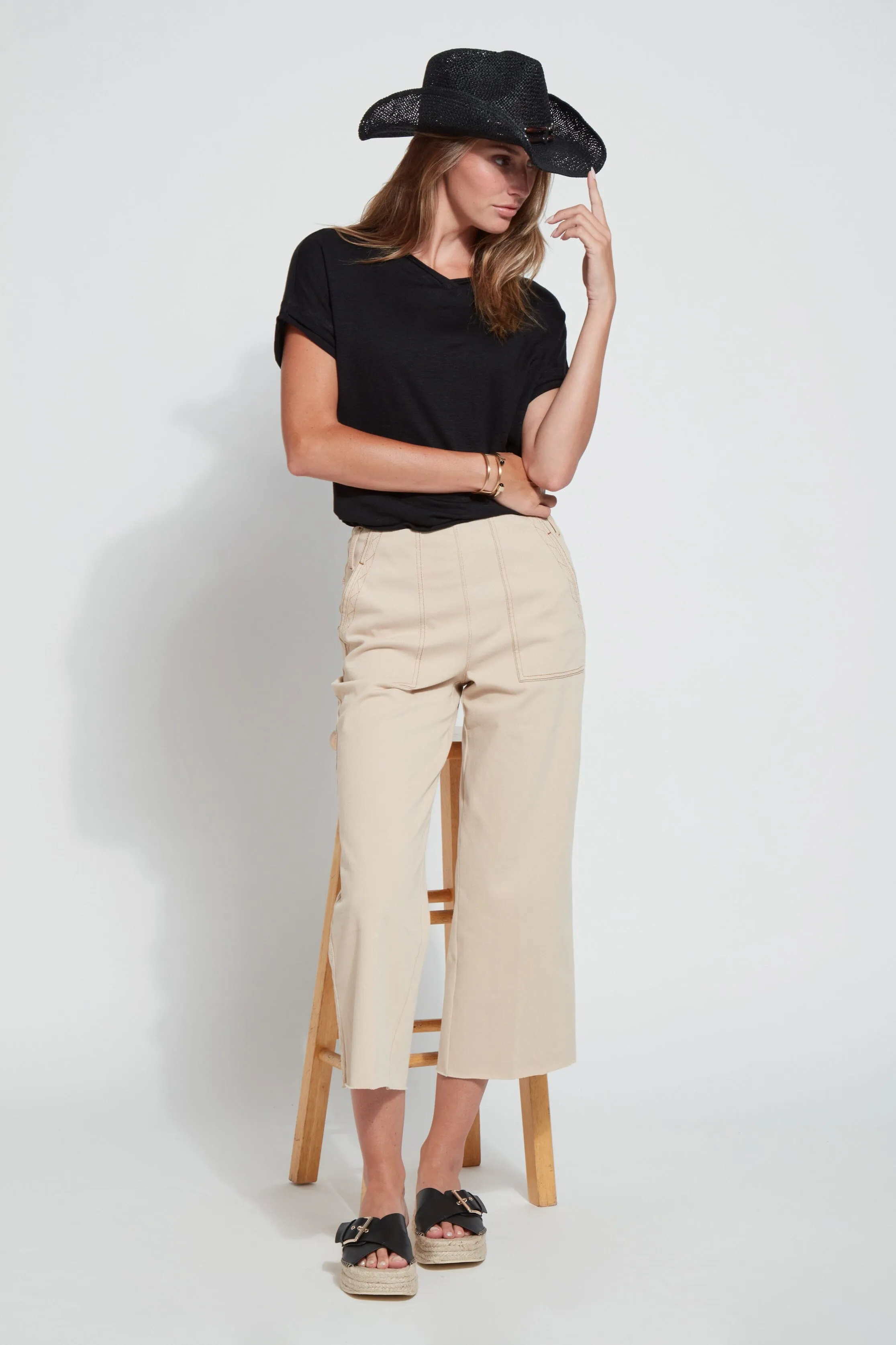 Cropped Zig Zag Denim Wide Leg - Arizona Sand (25" Inseam)