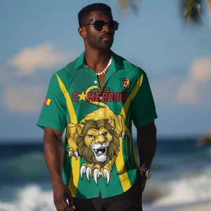 Custom Afro Cameroun Football Hawaiian Shirt Go Les Lions Indomptables LT15