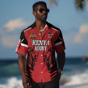 Custom Afro Kenya Rugby Hawaiian Shirt African Lion Head LT18
