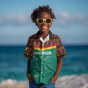 Custom Cameroun Football Kid Hawaiian Shirt Allez Les Lions Indomptables LT15