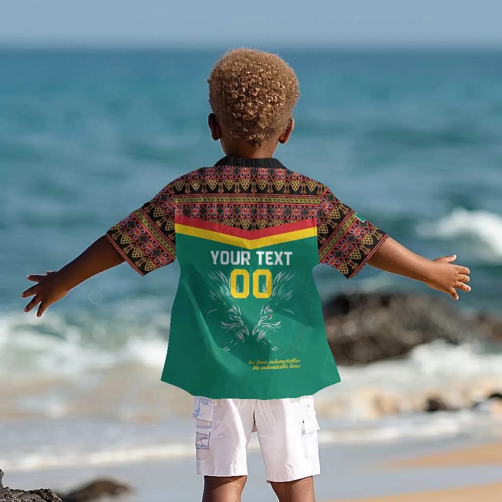 Custom Cameroun Football Kid Hawaiian Shirt Allez Les Lions Indomptables LT15