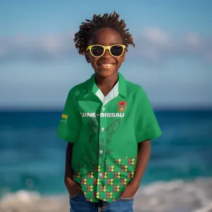 Custom Guinea Bissau Football Kid Hawaiian Shirt African Wild Dog - Go Djurtus LT15