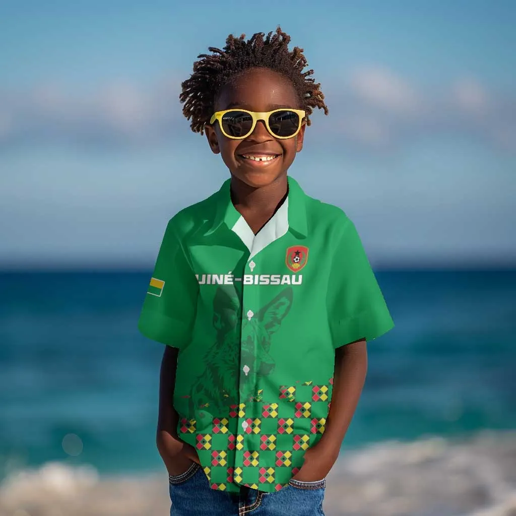 Custom Guinea Bissau Football Kid Hawaiian Shirt African Wild Dog - Go Djurtus LT15