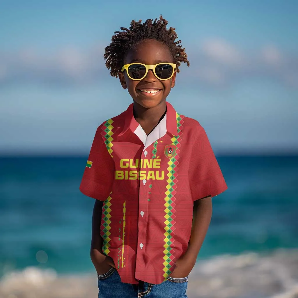 Custom Guinea Bissau Football Kid Hawaiian Shirt Go Djurtus - African Pattern LT15