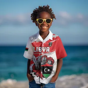 Custom Libya Football Kid Hawaiian Shirt Forza Fursan Al-Mutawasit LT15