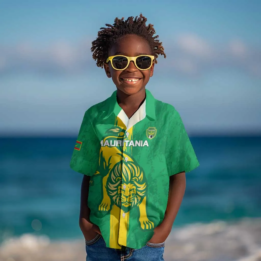 Custom Mauritania Football Kid Hawaiian Shirt Go Lions of Chinguetti LT15