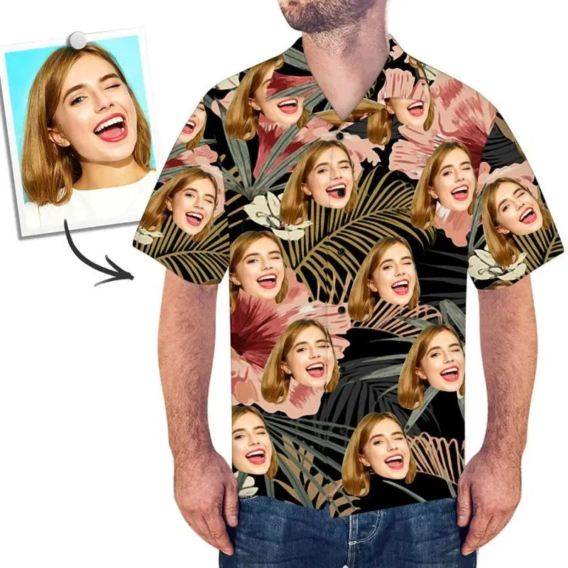 Custom Photo Image Text Name Hawaiian Shirts for Men