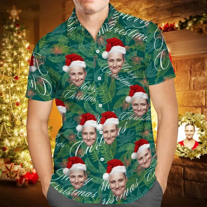 Custom Photo Image Text Name Hawaiian Shirts for Men