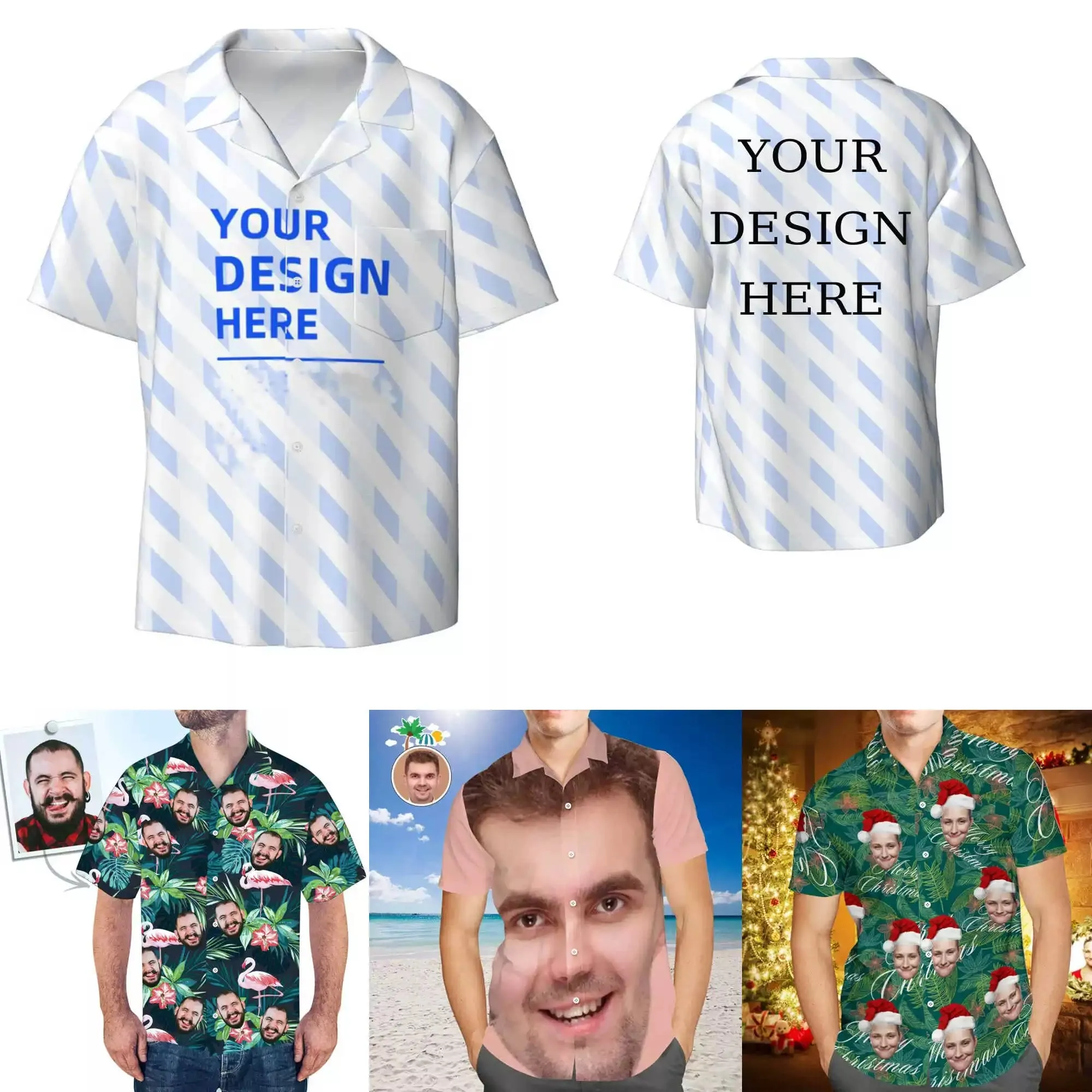 Custom Photo Image Text Name Hawaiian Shirts for Men