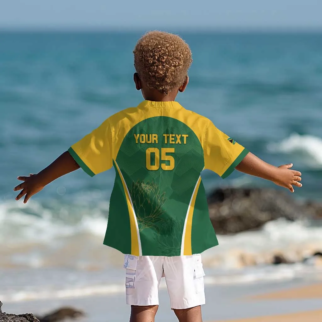 Custom South Africa Cricket Kid Hawaiian Shirt Go Champions Protea Pattern LT05