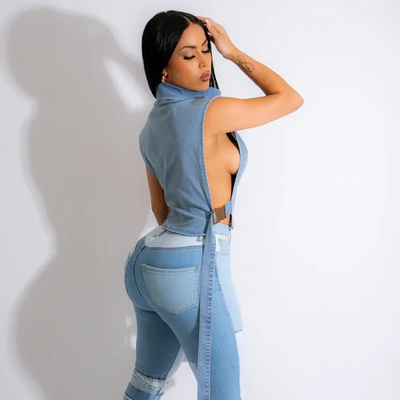 Daredevil Denim Cutout Crop Top