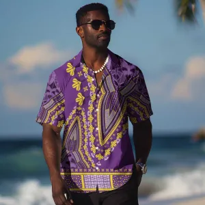 Dashiki Hawaiian Shirt Luxury Afro - Violet LT7