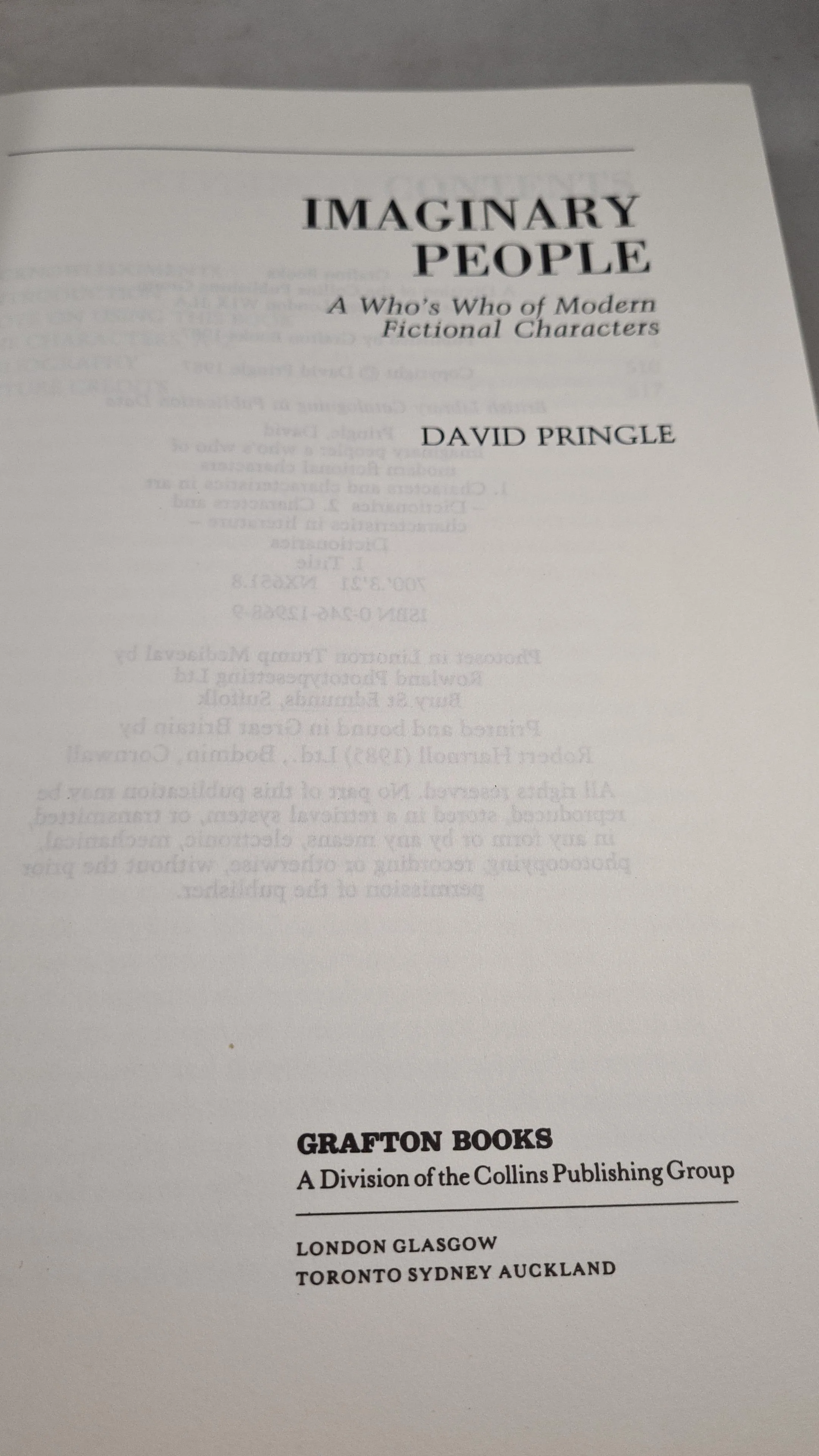 David Pringle - Imaginary People, Grafton Books, 1987