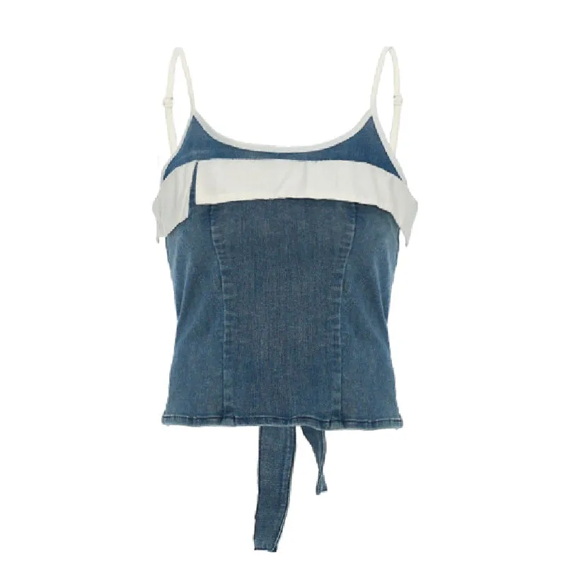 Deconstructed Lace-Up Denim Top