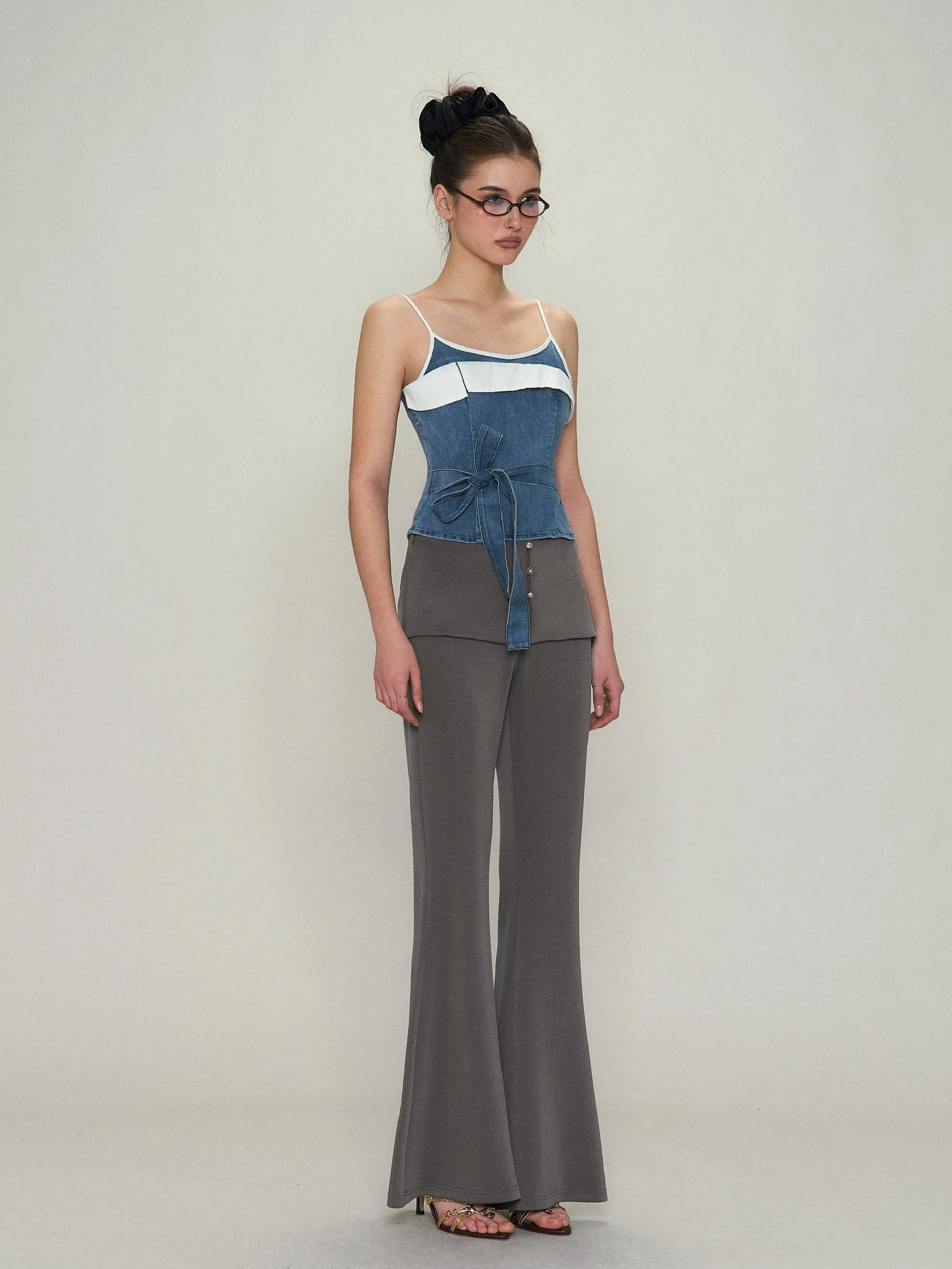 Deconstructed Lace-Up Denim Top