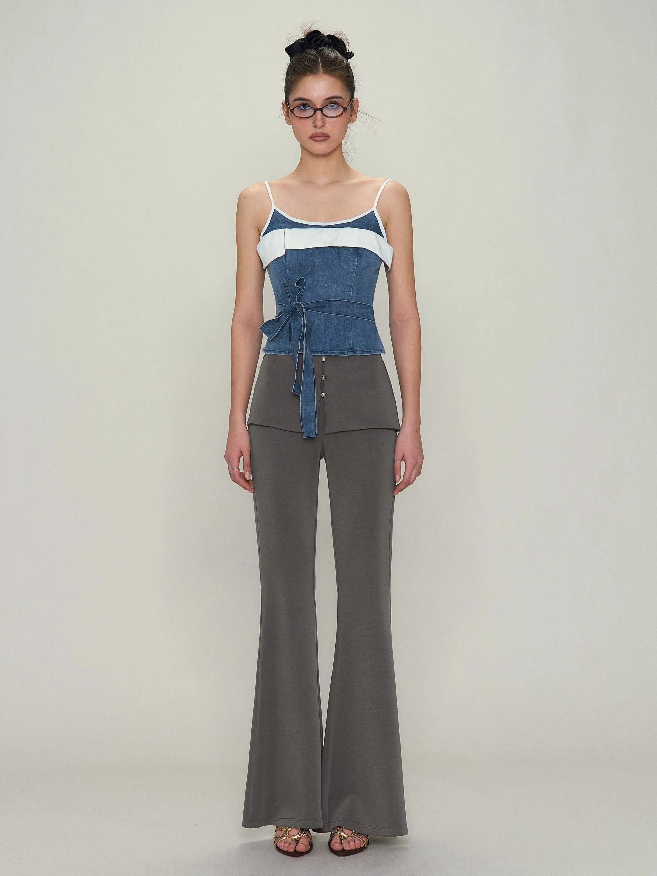 Deconstructed Lace-Up Denim Top